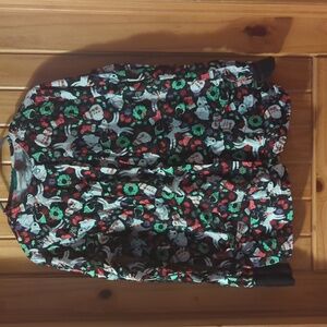 Christmas Print Scrub Jacket